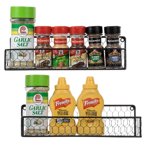12 Inch Black Wire Wall Spice Rack Set of 2 Seasoning Shelf - view 5