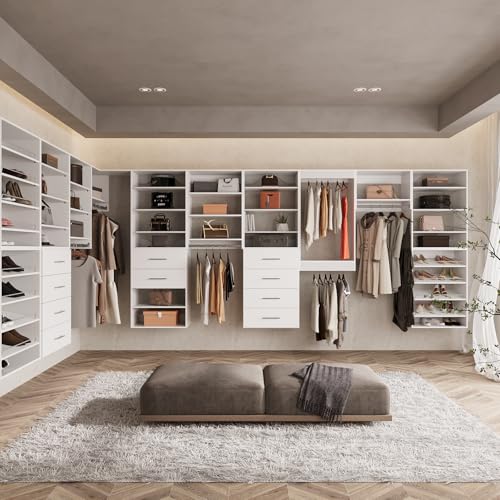19.5" Tall Hanging Closet Unit, Modular Closet System with Hanging Rod, Wardrobe Organizer for Bedroom or Walk-in Closet, Wall Mounted, Customizable Clothes Storage Unit, White - view 5
