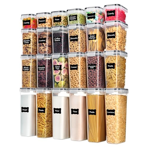 Airtight Food Storage Containers with Lids, 24 pcs, Black