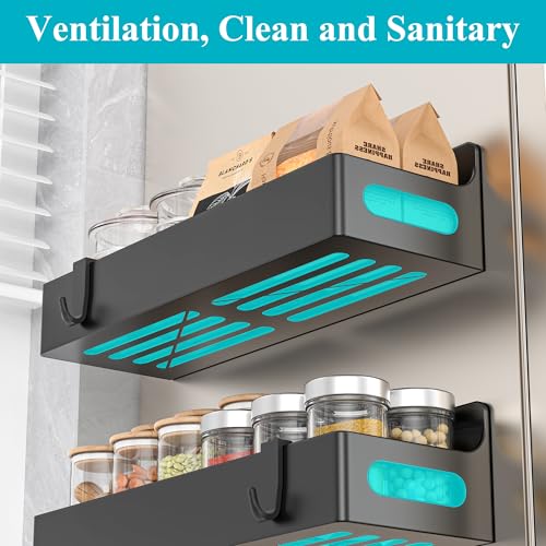 Upgrade Black Magnetic Spice Rack for Refrigerator, 4 Pack - view 3