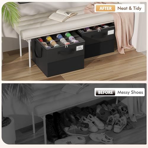 Large Reinforced 2 Pack Shoe Organizer for Closet with Adjustable Dividers - view 4