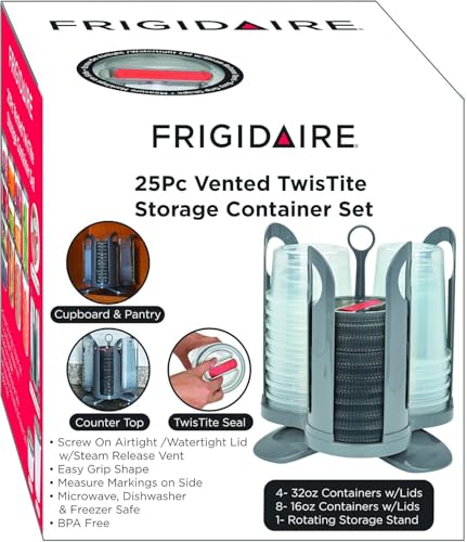 Twist Tight 25-Piece Set Airtight/Watertight/Vented Steam Release Lids/Plastic Food Storage Containers And Rotating Carry Storage Food Container Organizer Rack System - view 3
