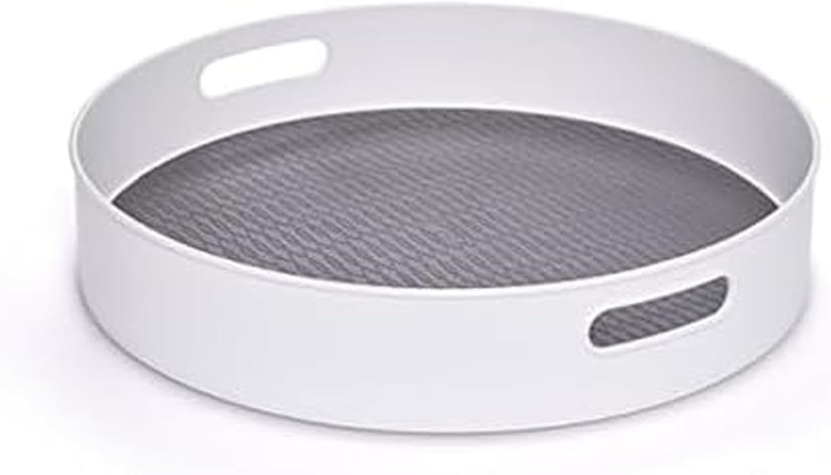 Under-Sink Pantry and Cabinet Organizer, 18-Inch, Revolving Storage Solution, White and Gray