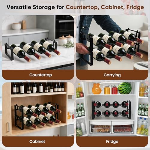 Premium Wine Rack for Countertop – Stackable Freestanding Wine Bottle Organizer for Kitchen, Pantry, Bar Cabinet & Small Spaces – Compact Metal Shelf & Modular Storage Stand (1-Tier) - view 7