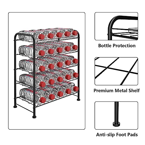 Water Bottle Organizer 5 Tier FreeStanding Water Bottle Storage Rack Metal Beverage Can Dispenser for Pantry, Kitchen Cabinet Countertop, Black - view 4