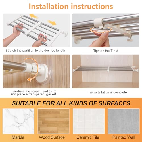 Adjustable Closet Rod 33-46" Tension Shelf Wardrobe Organizer - view 4