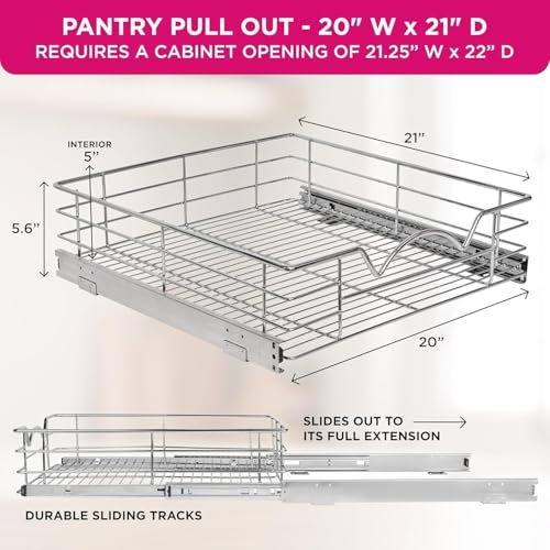 Pull Out Cabinet Organizer, Pantry Drawer, 20"W x 21"D x 5"H - view 6