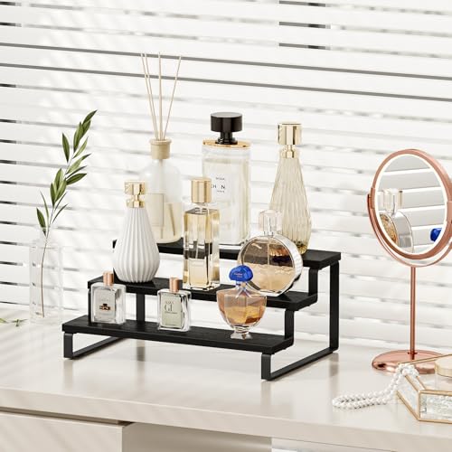 3 Tier Spice Rack, Cabinet Organizer Shelf, Wooden Spice Rack for Countertop, Kitchen Counter Storage Shelves Cupcake Stand Holder Display Stand, Black - view 4