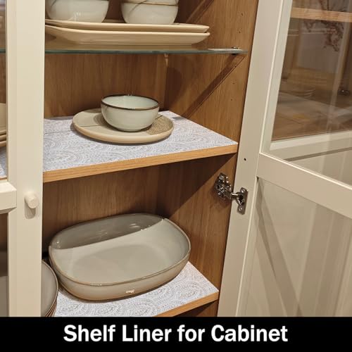 Beige Leaf Shelf Drawer Liner for Kitchen Cabinets Non-Adhesive - view 6