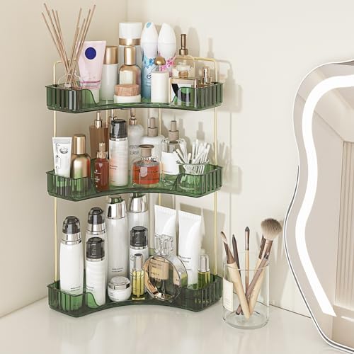 Corner Bathroom Organizer 3 Tier Makeup Countertop Shelf for Vanity