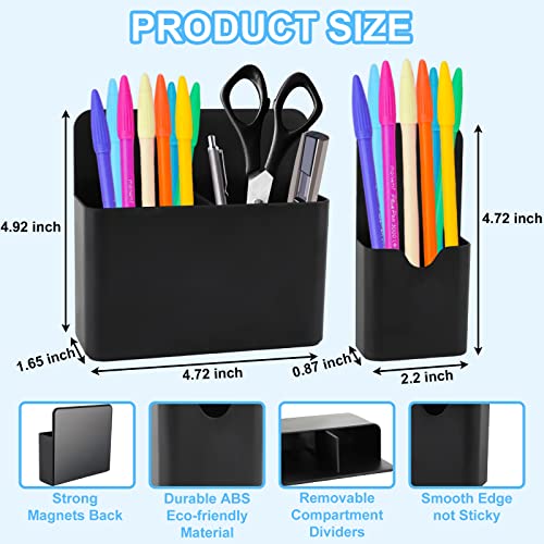 Magnetic Pen Holder,2 Pack Magnetic Dry Erase Marker Holder with Generous Compartments,Strong Magnet Storage Marker Pen Pencil Organizer for Refrigerator,Whiteboard,Locker Accessories - view 2
