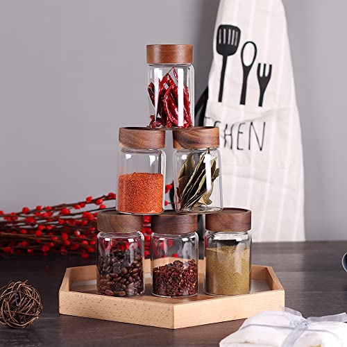 6 Pcs Small Glass Spice Jars with Label,High Sealing Threaded Mouth,with Black Printed Spice Labels - 8.79oz /260ml*6,Empty Cylinder Spices Bottles,Storage Jars with Airtight Screw Lids - view 4