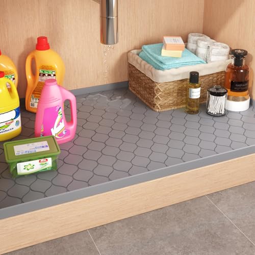 Waterproof Under Sink Mat 31" x 22", Silicone Mat, Dark Gray - view 2