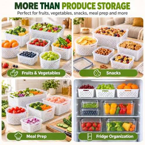 5 Pack Fruit Storage Containers for Fridge with Removable Colanders - view 7