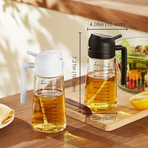 16oz/470ml Glass Olive Oil Sprayer for Cooking – 2 in 1 Olive Oil Dispenser Bottle for Kitchen Gadgets and Air Fryer Accessories, Salad, BBQ - Black - view 5