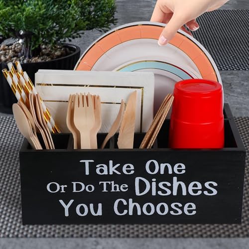 Small Paper Plate Holder,Utensil Caddy Organizer for Countertop - view 3