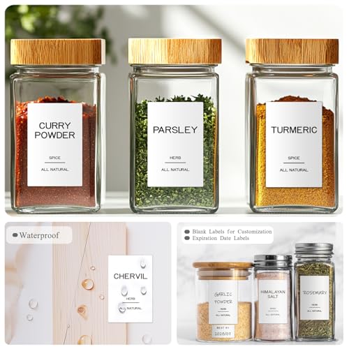201 Spice Jar Labels - Preprinted Minimalist Waterproof Stickers for Kitchen Jars, Herb & Seasoning Labels for Pantry Organization - view 3