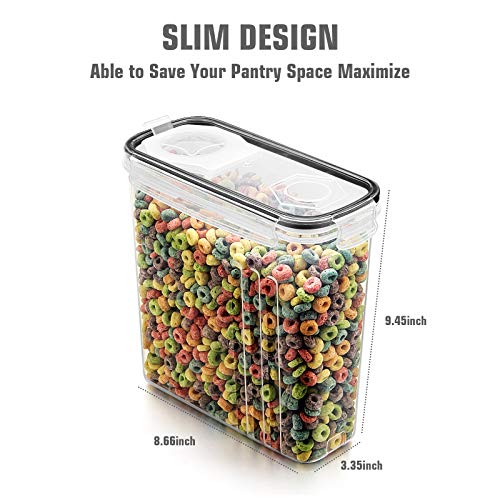Cereal Storage Containers Set, Large BPA Free Plastic Airtight Food Storage Containers 4L for Flour, Sugar, 6 Piece Set Cereal Dispensers with 20 Labels & Marker, Black - view 4
