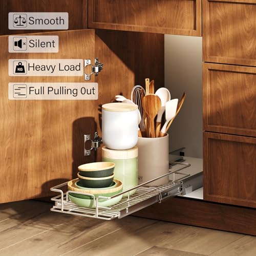 Pull Out Cabinet Organizer and Storage 7½" W x 21½" D, Slide Out Shelves for Kitchen Cabinets - view 2