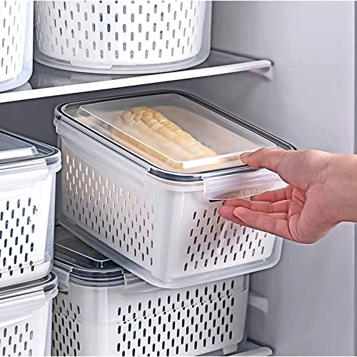 3Pack Fridge Food Storage Container Set with Lids with Strainer,Plastic Fresh Produce Saver Vegetable Fruit Meat Storage Organization, BPA-Free Plastic Produce Keepers(3.15L+1.7L+0.8L) - view 2