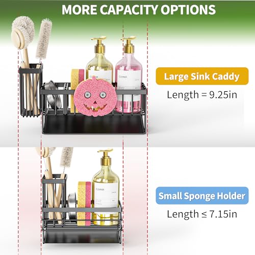 Sponge Holder for Kitchen Sink, Smiley Face Sink Caddy with Removable Brush Holder,Self-Draining Sponge Caddy for Sponge,Soap,Dish Brush,Scrubber,Kitchen Essentials and Gadgets - view 4