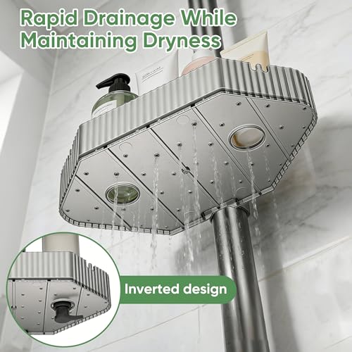 4 Tier Corner Shower Caddy with Modular Poles ABS Basket & Carbon Steel Shower Organizer Adjustable Tension Rod Screw Free Shower Caddy Wall Mounted Rack Shelves Storage Bathroom Accessories - view 5