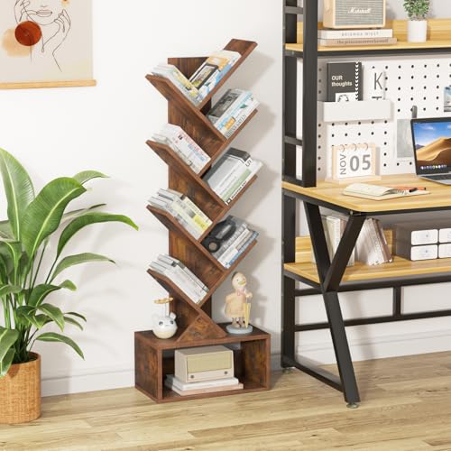 9-Tier Tree Bookshelf Floor Standing Narrow Space Storage Bookcase - view 2