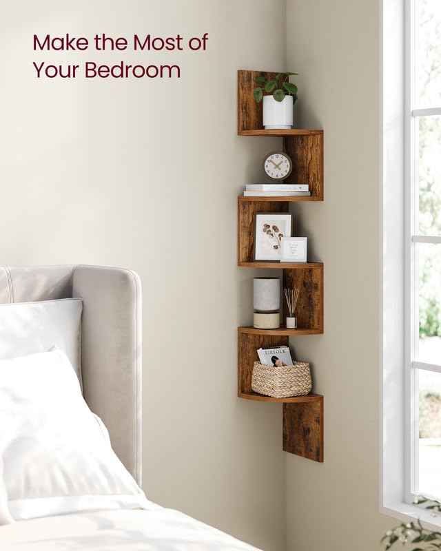 Corner Shelf Wall Mount, 5-Tier Floating Corner Bookshelf - view 4