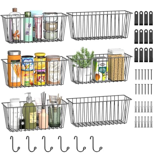 6 Pack Wire Basket Wall Mount Hanging Baskets
