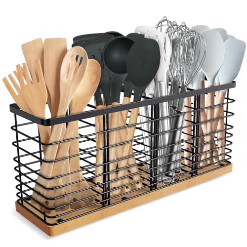 Extra Large Kitchen Utensil Holder Countertop with Removable Divider
