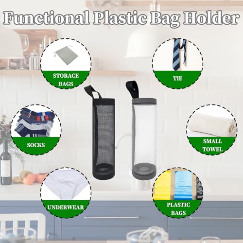12pc Grocery Bag Holder, Plastic Bag Holders for Grocery Bags, Hooks Set, 3 Gray and 3 Black Grocery Bag Holder Plus 6 Extra Hooks, Durable and Space-Saving Solution for Kitchen Storage - view 7