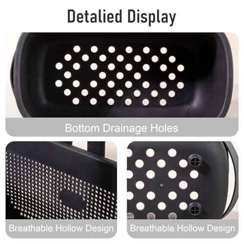 Portable Shower Caddy Basket with Handles Plastic Storage Basket Black - view 4