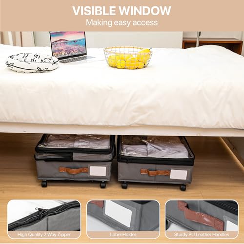 Expandable Under Bed Storage with Wheels 2 Pack – Large Under Bed and Closet Storage - Expandable Storage Bins with Lid & Dividers, Low Profile Storage Solution for Clothes, Shoes Great for Dorm Rooms - view 4