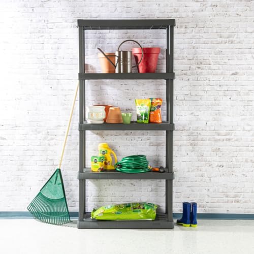 5 Shelf Unit, Heavy-Duty Plastic Storage & Utility Shelving Rack - view 6