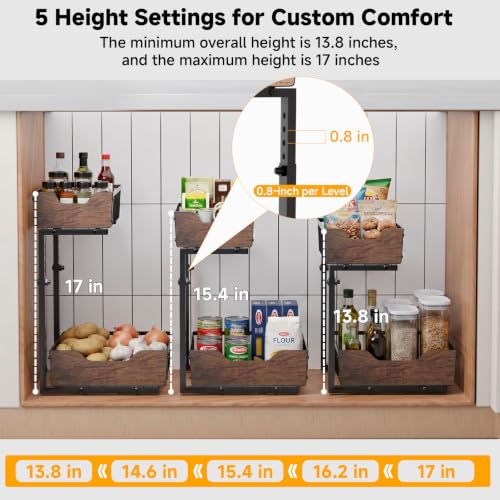 Pull Out Cabinet Shelf 2 Tier Metal Under Sink Organier - view 4