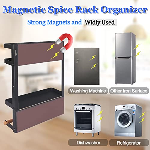 Magnetic Spice Rack for Refrigerator Magnetic Paper Towel Holder for Fridge Magnetic Shelf Magnetic Shelves Fridge Magnet Organizer Spice Rack Kitchen Organization Kitchen Storage Black - view 6