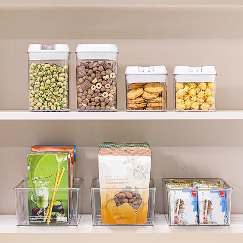 2 Pack Food Storage Organizer Bins, Clear Plastic Bins for Pantry, Kitchen, Fridge, Cabinet Organization and Storage, 4 Compartment Holder Packets, Snacks, Pouches, Spice Packets - view 4
