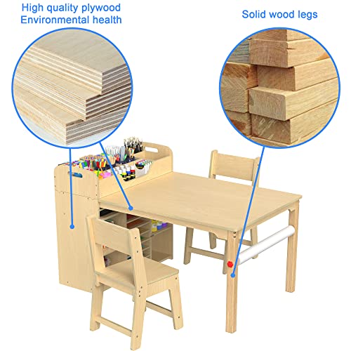 Kids Art Table and 2 Chairs with Storage, Ages 8-12, 47 x 30 Inch - view 6