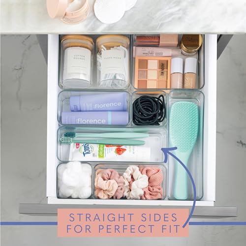Eight Piecs. Plastic Clear Drawer Organizers for Bathroom, Kitchen, Bedroom, Office Organizer Bins, Storage Trays. Heavy Duty, Stackable 4 Sizes - view 4