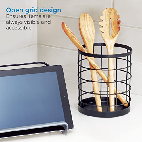 Kitchen Crock Utensil Holder, Matte Black, Steel - view 3