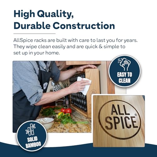 Spice Rack Organizer, Wood, 525 Unique Labels, Countertop or Wall Mount, Includes 60 4oz Jars- Cherry Stain - view 5