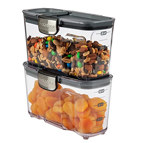 International ProKeeper+ Clear Plastic Airtight Food Baker's Kitchen Storage Organization Container Canister Set with Magnetic Accessories, 2- Piece Set (Cereal 1.5-Quart)