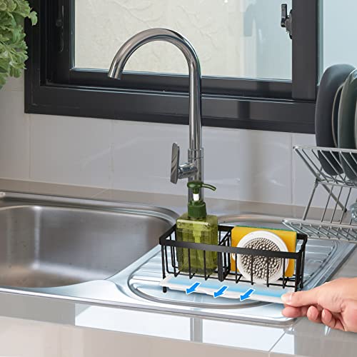 Kitchen Sink Caddy Organizer - 304 Stainless Steel Sponge Holder With Adjustable Partition - Dish Brush Tray Accessories - view 3