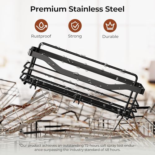 Shower Caddy Basket Shelf,3-Pack Adhesive Shower Organizer with Soap Dish Holder, No Drilling Wall Mounted Rustproof Stainless Steel Shower Shelves with 7 Hooks,for Bathroom - view 4