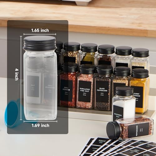 36 Glass Spice jars with label, 4oz Seasoning jars with Black Metal Lids - view 2