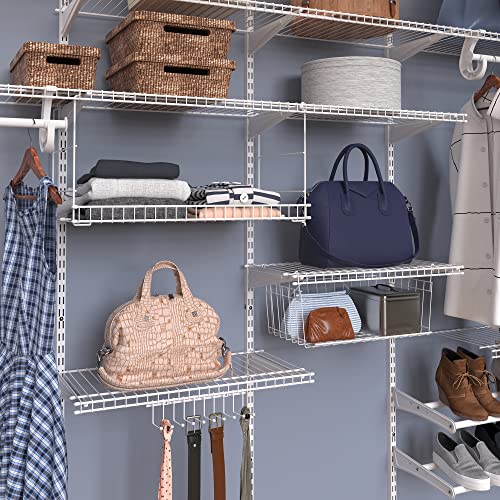 Wire Hanging Shelf Basket for Storage, Organization in Closet or Pantry, No Assembly or Installation, Durable, White - view 3