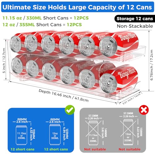 2 Packs FIFO Rolling Soda Can Organizer for Fridge, Holds 24 Cans - view 2