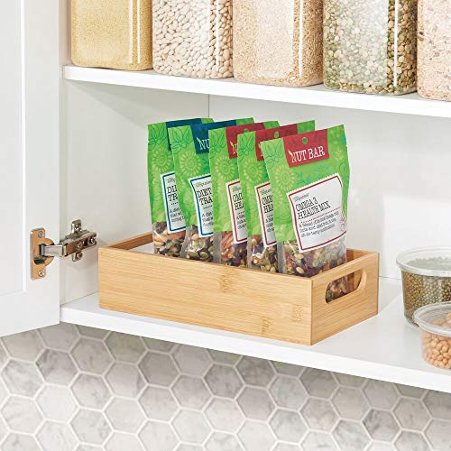 Bamboo Kitchen Storage Container Bin - Drawer Organizer Crate Box with Handles for Pantry Cabinet, Shelves, or Countertop, Holds Snacks, Spices, or Drinks, Echo Collection, Natural/Tan - view 2
