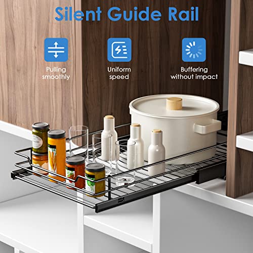 Pull Out Cabinet Organizer, Heavy Duty Slide Out Pantry Shelves Sliding Drawer Storage for Home, Kitchen, Bathroom, 10.9" W x 20.98" D, Request at Least 12 inch Cabinet Opening, Black - view 4