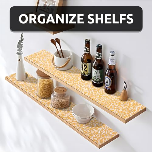 12X120 Inch Shelf Liner with Scissor & Tape Measure for Kitchen Cabinets, PVC Drawer Liner for Dresser Non-Slip Bathroom, Non-Adhesive Cabinet Liner Washable (Orange Crack) - view 2
